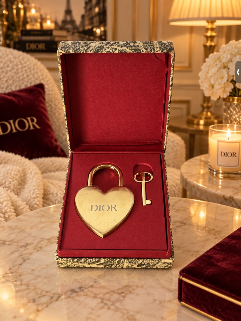 Dior Gold Heart Padlock and Key,GWP
